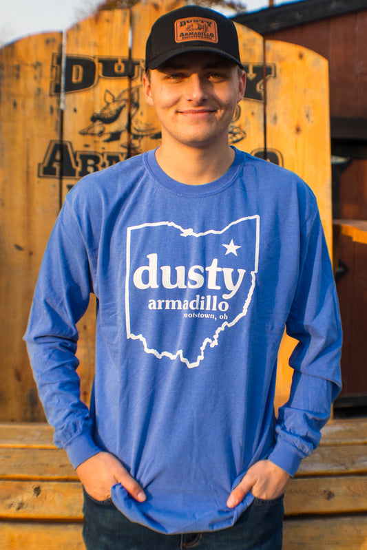 Dusty Armadillo Ohio Outline Long Sleeve T-Shirt