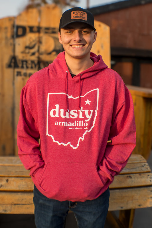 Dusty Armadillo Hooded Sweatshirt Ohio Outline
